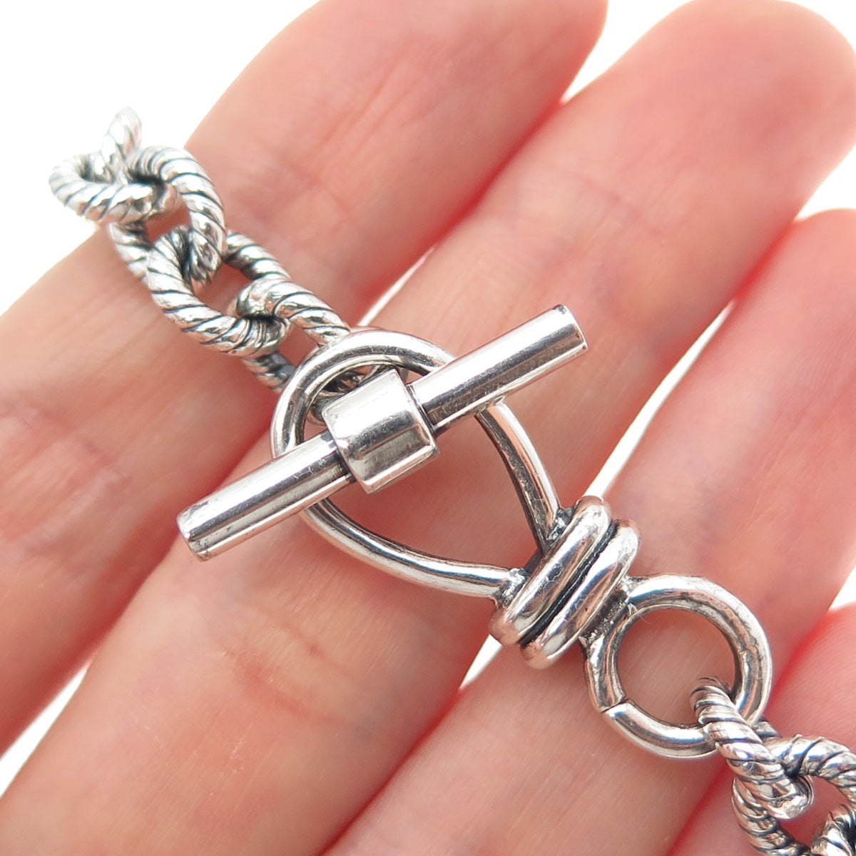 925 Sterling Silver Vintage Oxidized Cable Link Bracelet 6.25"