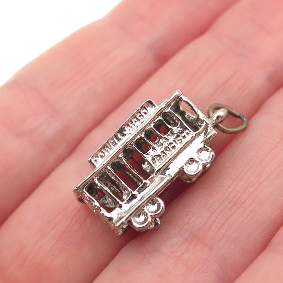 925 Sterling Silver Vintage San Francisco Cable Car 3D Mini Charm Pendant
