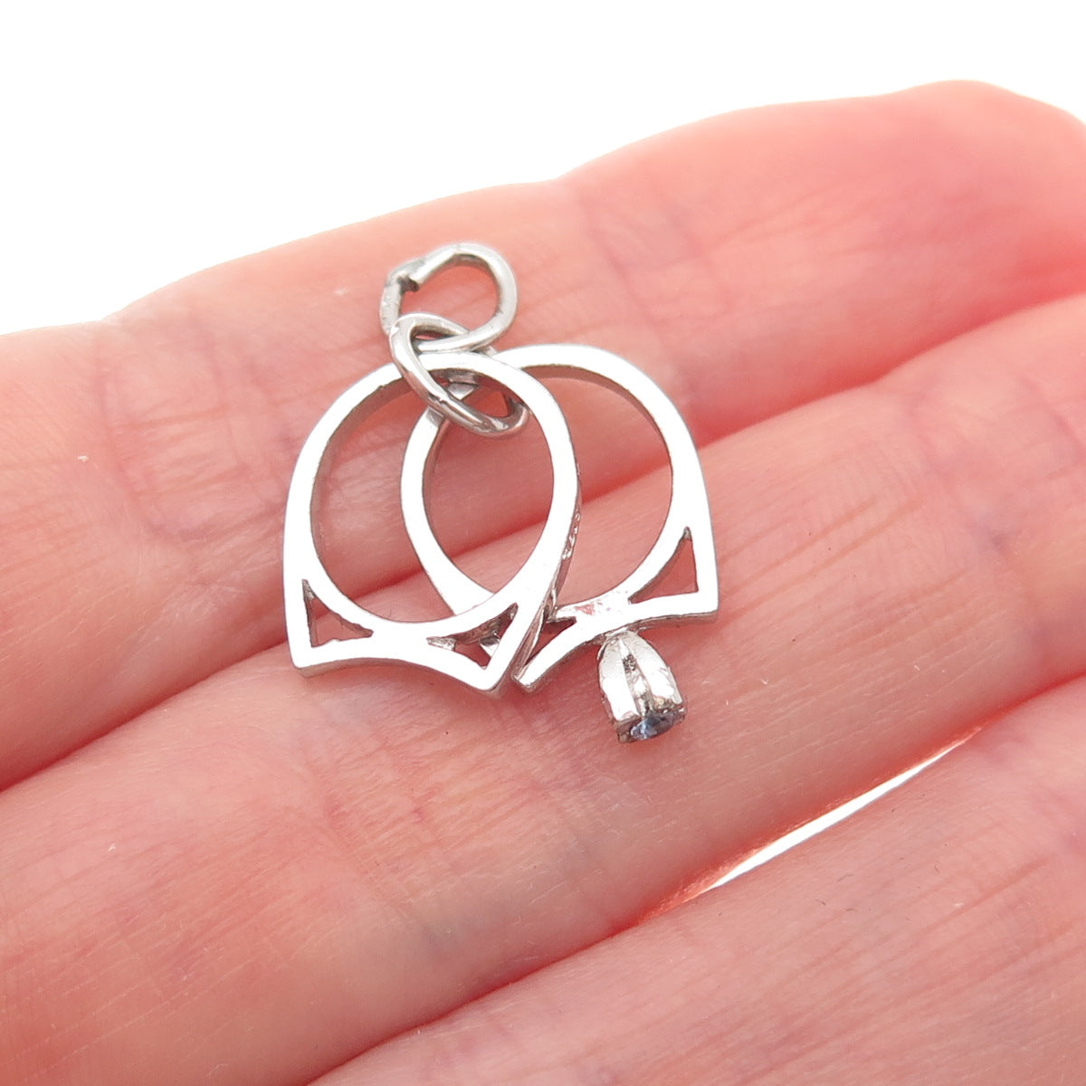 925 Sterling Silver Antique Art Deco Rhinestone Wedding Rings Mini Charm Pendant