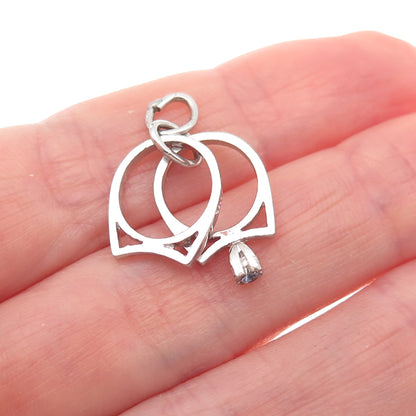 925 Sterling Silver Antique Art Deco Rhinestone Wedding Rings Mini Charm Pendant