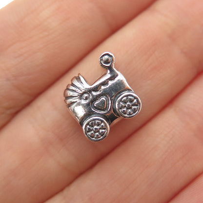 PANDORA 925 Sterling Silver Baby Carriage / Stroller Slide Bead Charm
