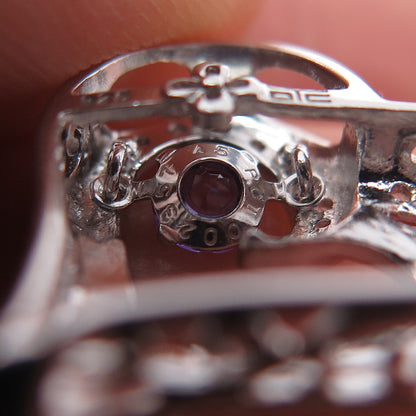 925 Sterling Silver Real White Topaz & Amethyst Heart Mini Slide Charm Pendant