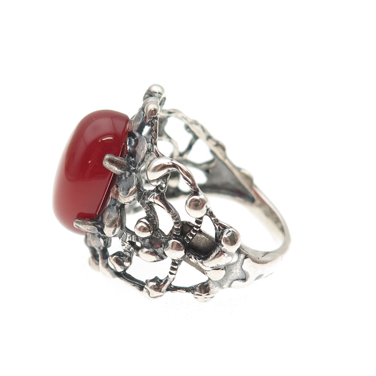 Yigal Avinoam Sterling Vintage Israel Real Carnelian Modernist Ring Size 9.75