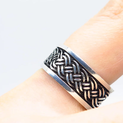 925 Sterling Silver Vintage Braided Band Ring Size 8.75