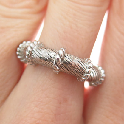 JUDITH RIPKA 925 Sterling Silver Twisted Ribbed Ring Size 8.25