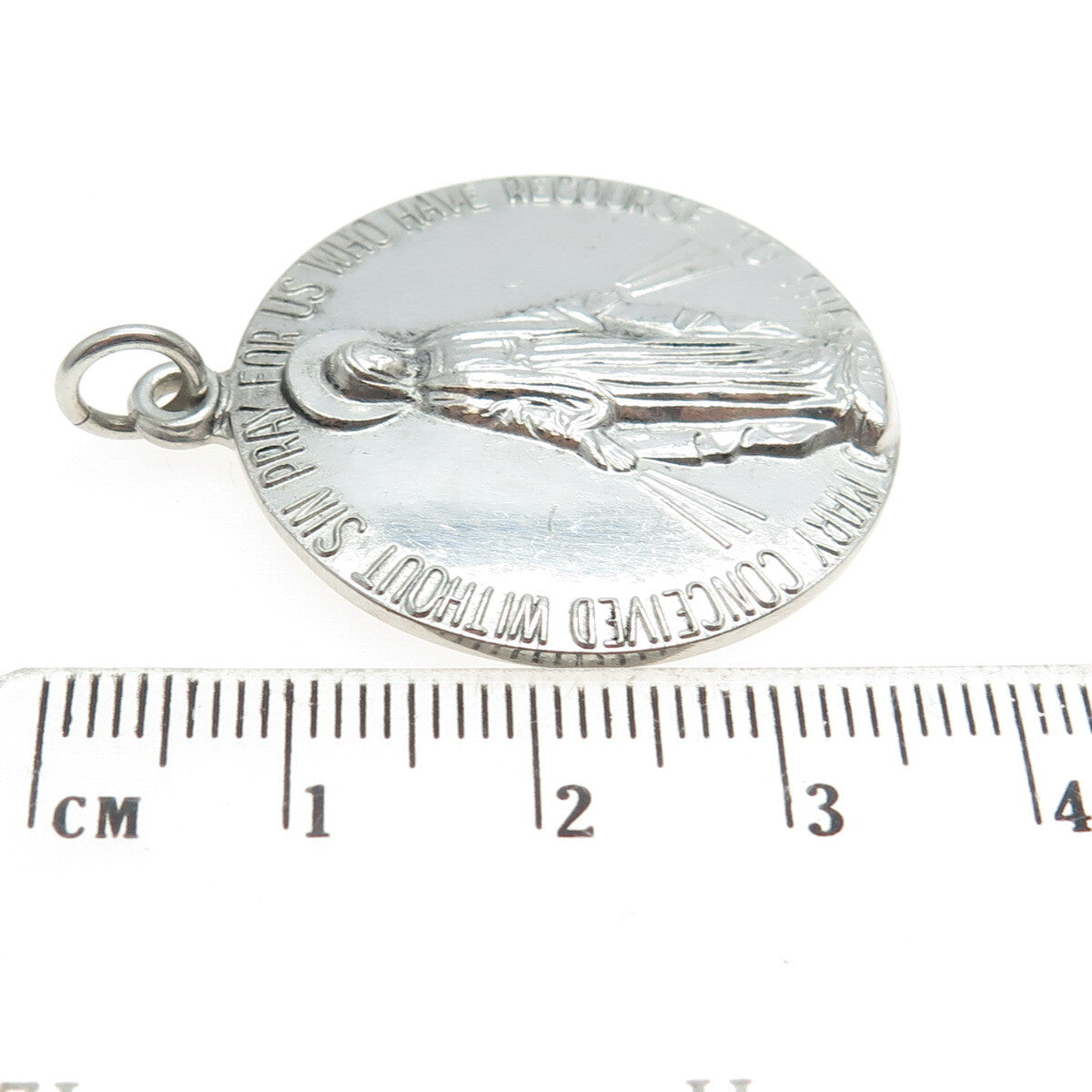 CHARLES THOMAE 925 Sterling Silver Antique Art Deco St. Mary Miraculous Pendant