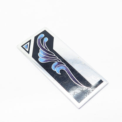 925 Sterling Silver Vintage Frida Endler Black Onyx Gem & Enamel Brooch