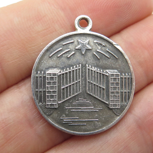 925 Sterling Silver Vintage 1968 Gateway Session Oxidized Round Pendant