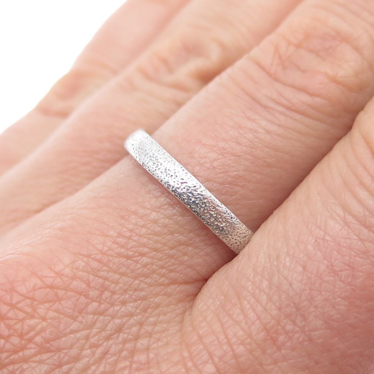 925 Sterling Silver Vintage Textured Stackable Band Ring Size 9.25