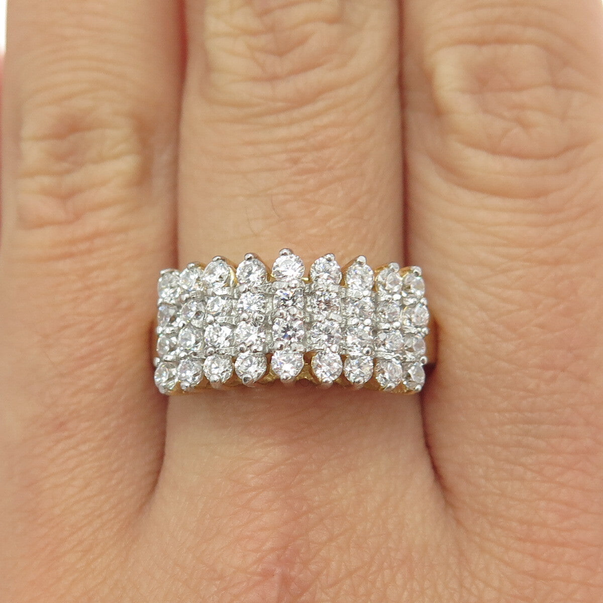 HAN 925 Sterling Silver Gold Plated Pave C Z Ring Size 10