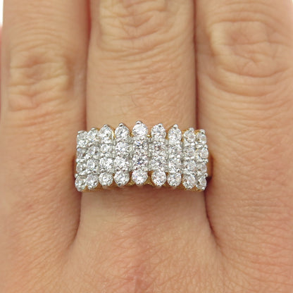 HAN 925 Sterling Silver Gold Plated Pave C Z Ring Size 10