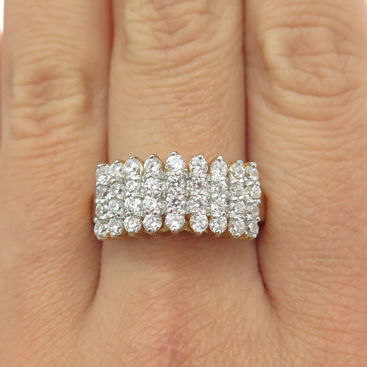 HAN 925 Sterling Silver Gold Plated Pave C Z Ring Size 10