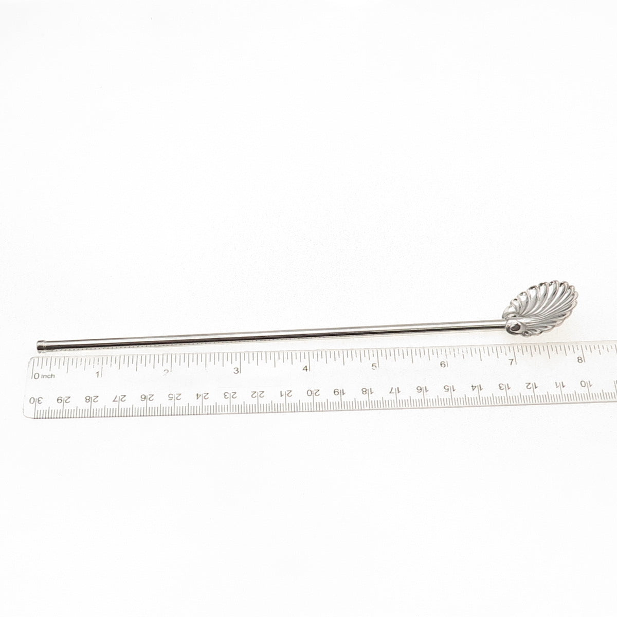 925 Sterling Silver Antique Art Deco Scallop Clam Shell Iced Tea Straw Spoon