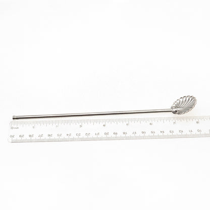 925 Sterling Silver Antique Art Deco Scallop Clam Shell Iced Tea Straw Spoon