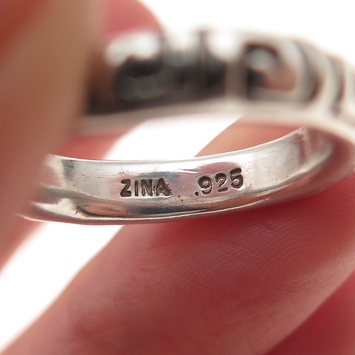 Zina 925 Sterling Silver Vintage Spiral Oxidized Band Ring Size 6.75