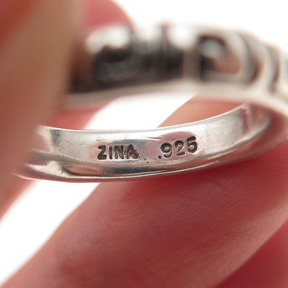 Zina 925 Sterling Silver Vintage Spiral Oxidized Band Ring Size 6.75