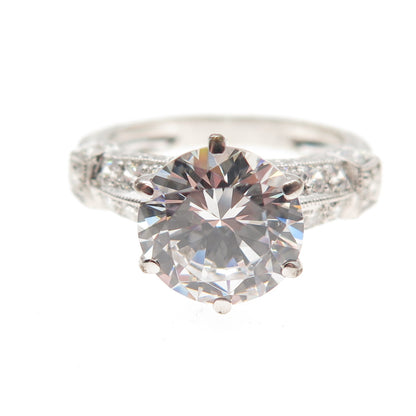 925 Sterling Silver Round-Cut C Z Engagement Ring Size 8