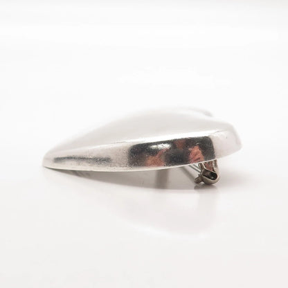 925 Sterling Silver Vintage Mexico Smooth Heart Pin Brooch