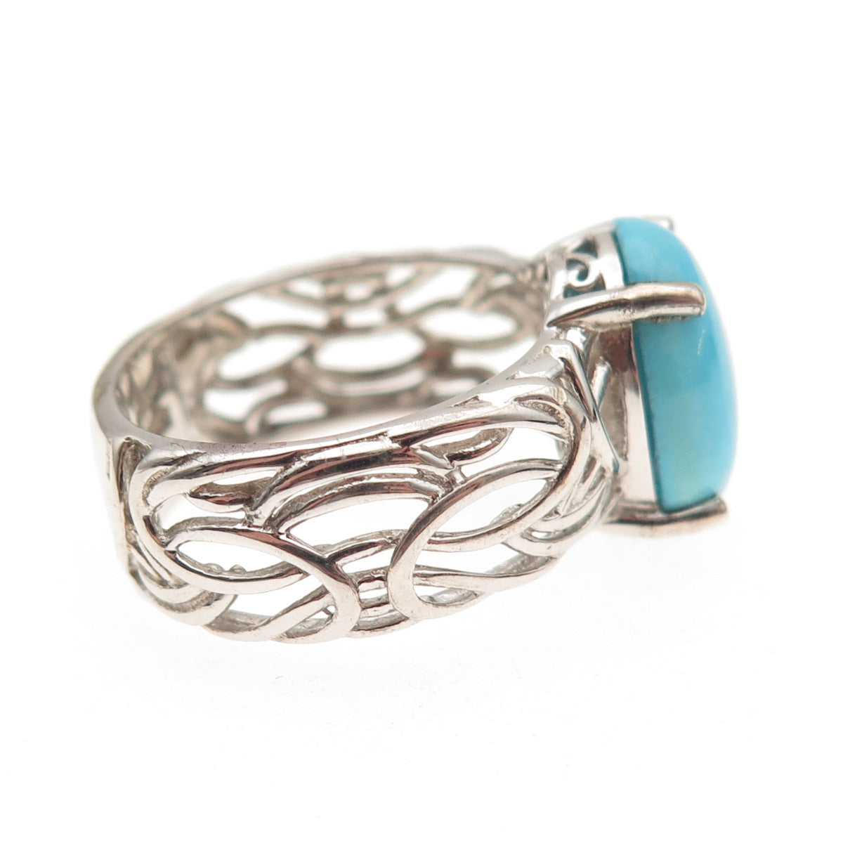 Chuck Clemency 925 Sterling Silver Real Turquoise Byzantine Ring Size 8.25