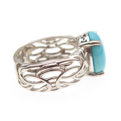 Chuck Clemency 925 Sterling Silver Real Turquoise Byzantine Ring Size 8.25