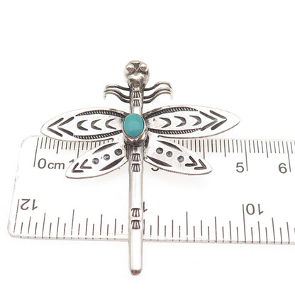 RUF Navajo Old Pawn 925 Sterling Vintage Turquoise Dragonfly Oxidized Pin Brooch