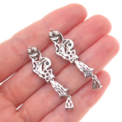 Chuck Clemency 925 Sterling Silver Real Tanzanite White Topaz Sapphire Earrings