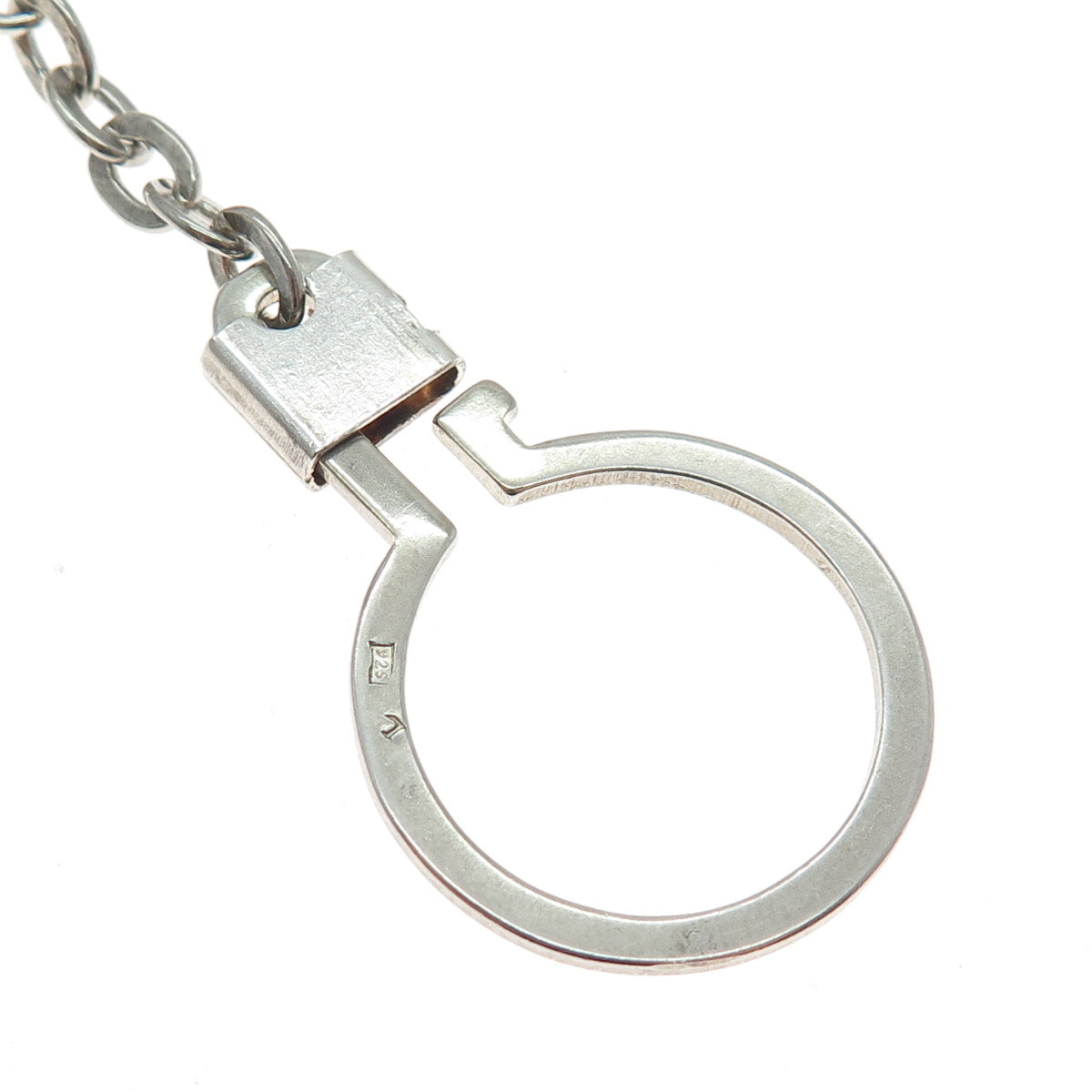925 Sterling Silver Vintage Plaza Mayor Madrid Oxidized Key Fob Chain Ring