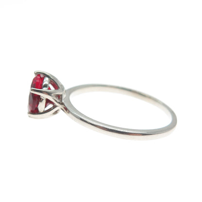 DAZZLERS 925 Sterling Silver Round-Cut Nano Red Garnet Ring Size 8