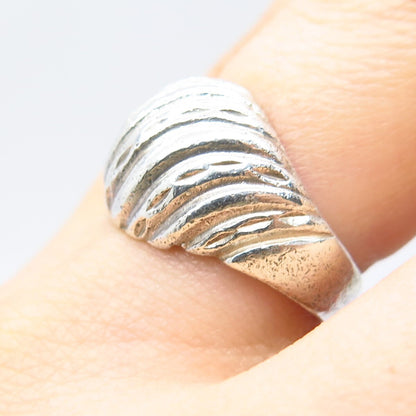925 Sterling Silver Vintage Ribbed Ring Size 7.75