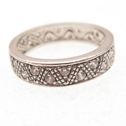 925 Sterling Silver Round-Cut C Z Zig Zag Band Ring Size 10