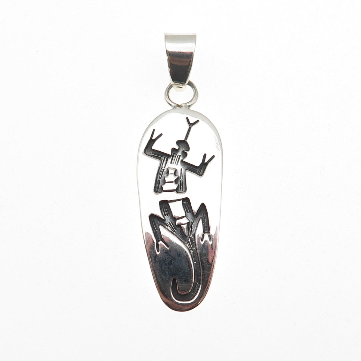 925 Sterling Silver Vintage Mexico Lizard Oxidized Charm Pendant