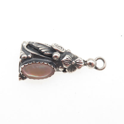 Prairie Fire Old Pawn Sterling Silver Vintage MOP Floral Tribal Charm Pendant