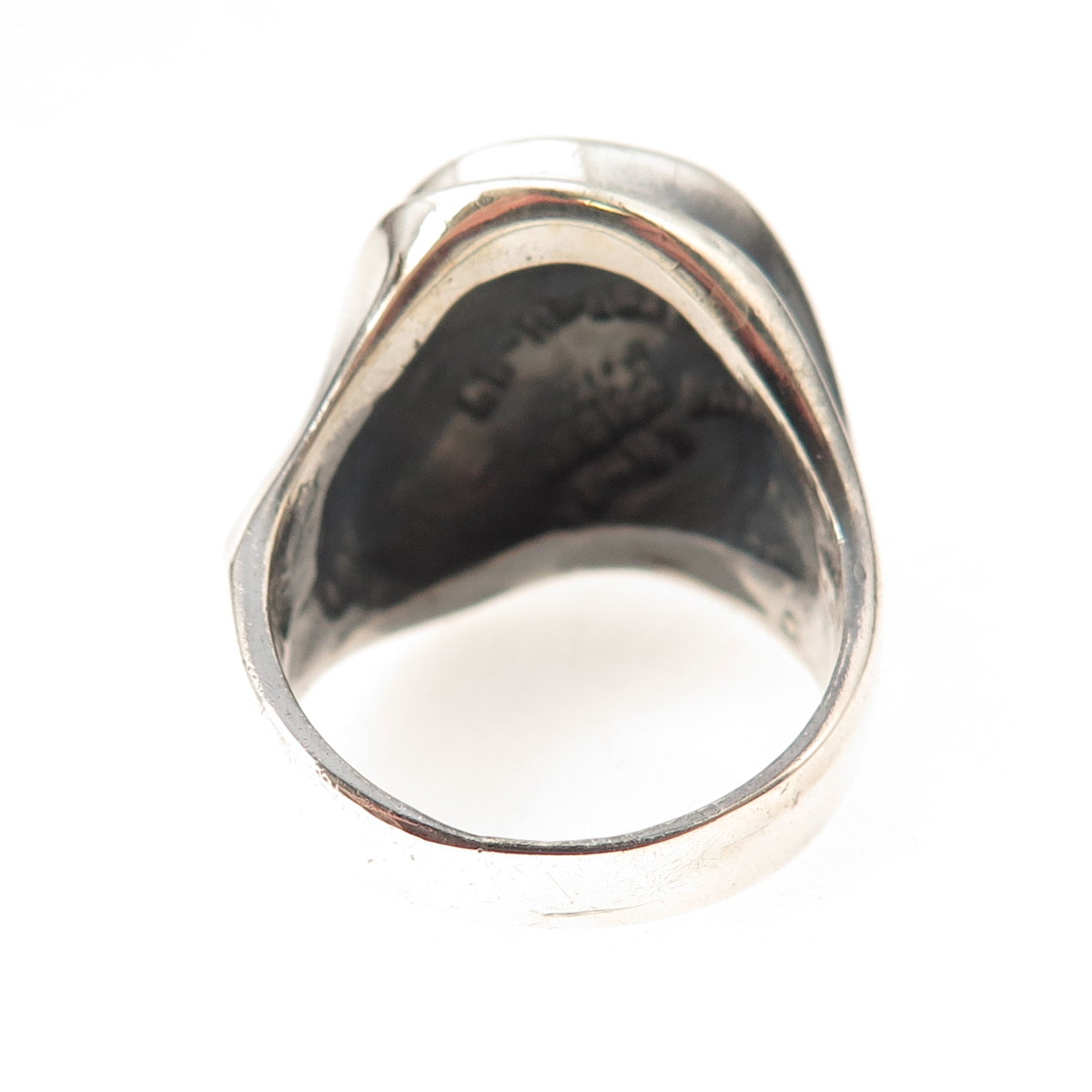 925 Sterling Silver Vintage Mexico Modernist Oxidized Ring Size 8.25
