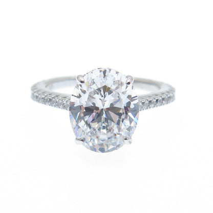 925 Sterling Silver Oval & Round-Cut Shaped C Z Engagement Ring Size 5.75