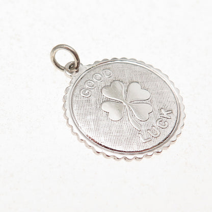 Elco 925 Sterling Silver Vintage Good Luck Clover Charm Pendant