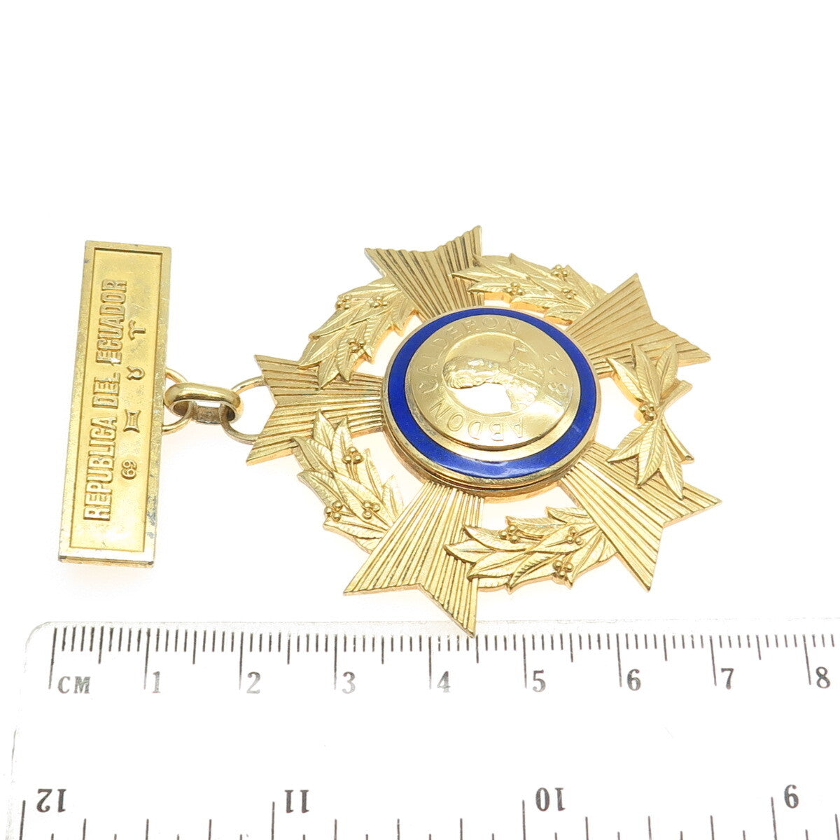 HUGUENIN Sterling Gold Plated Antique Ecuador Enamel Order Of Abdon Calderon