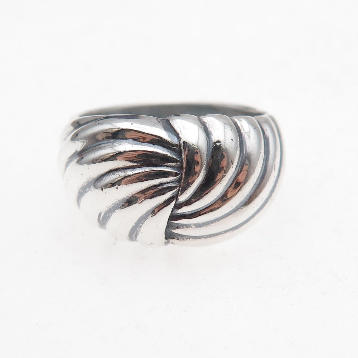 925 Sterling Silver Vintage Modernist Oxidized Ring Size 7.5