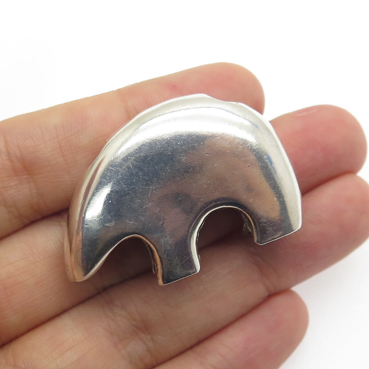 925 Sterling Silver Vintage Southwestern Native Bear Slide Pendant