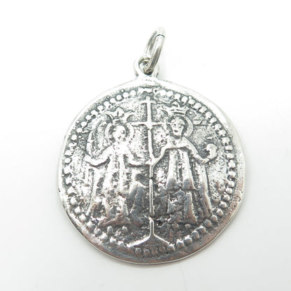 925 Sterling Silver Vintage Medal of The Virgin of Ujué Religious Pendant