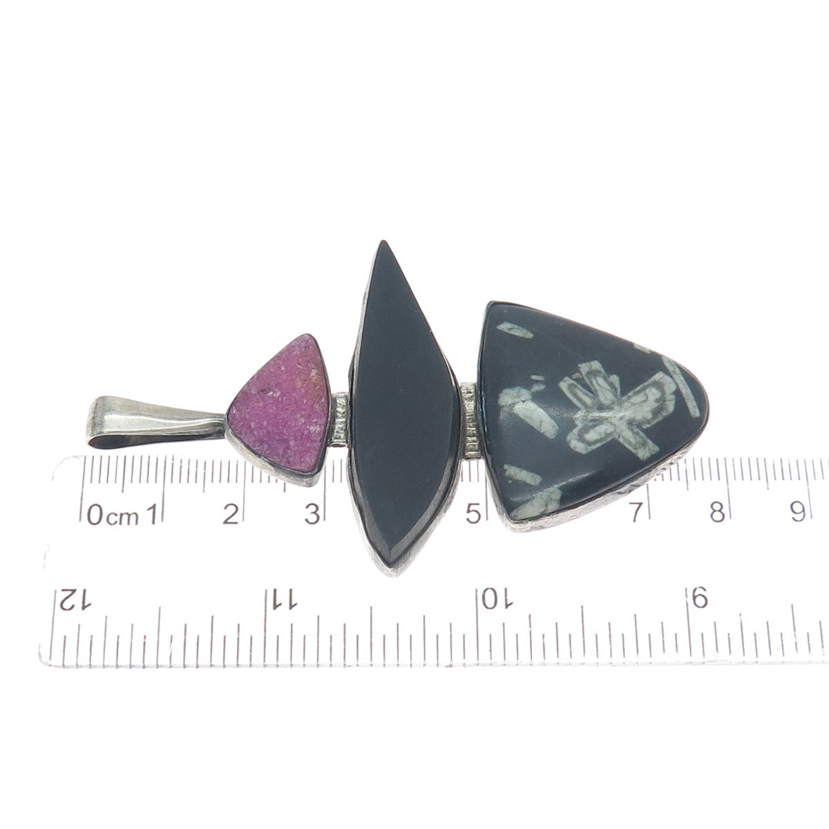 PETER A. MANSHIP 925 Sterling Silver Vintage 1997 Multi-Gem Modernist Pendant
