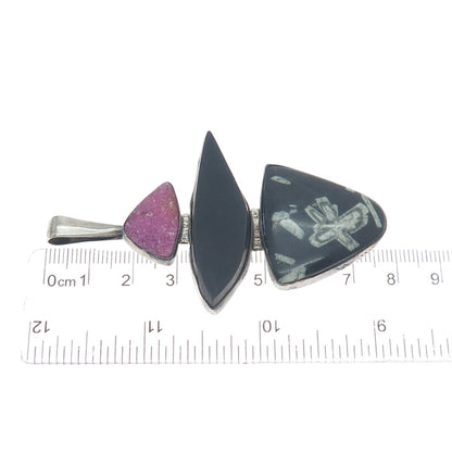 PETER A. MANSHIP 925 Sterling Silver Vintage 1997 Multi-Gem Modernist Pendant