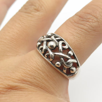 925 Sterling Silver Vintage Celtic Love Knot Dome Ring Size 7.75