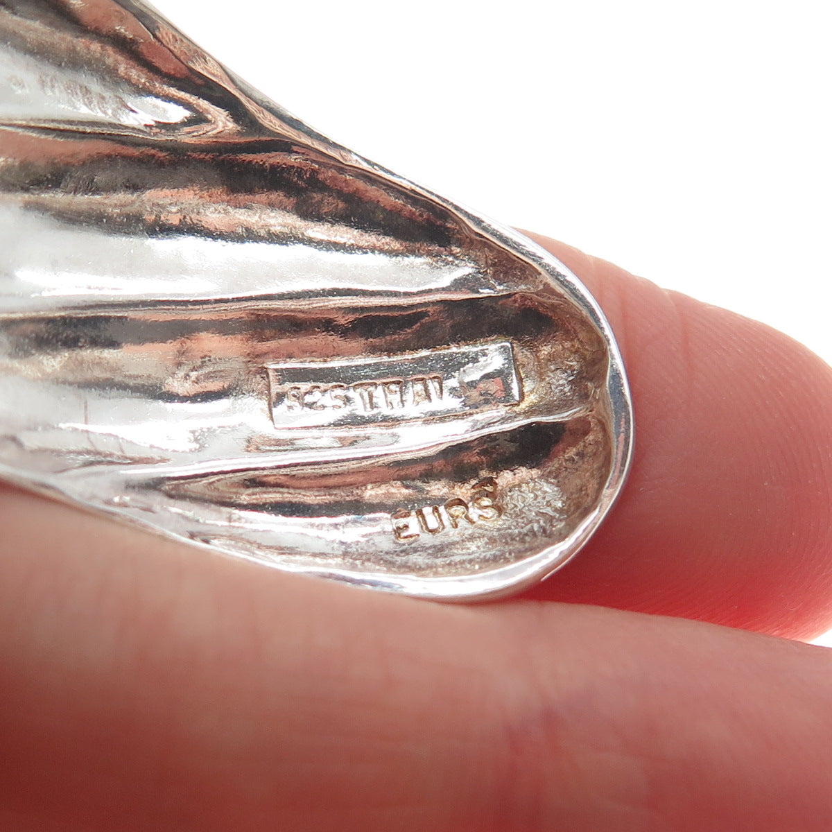 EURS 925 Sterling Silver Vintage Wavy Adjustable Cuff Bracelet 6.25"