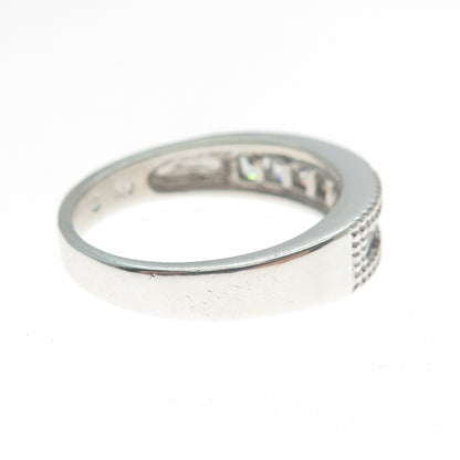 NEVADA 925 Sterling Silver Princess-Cut C Z Half Eternity Band Ring Size 8.25