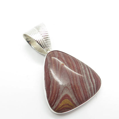 925 Sterling Silver Vintage Jay King Desert Rose Real Jasper Gemstone Pendant