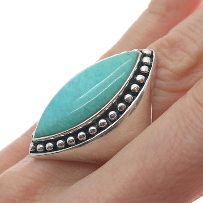 SX SALLY C 925 Sterling Vintage Lone Mountain Turquoise Beaded Ring Size 10.25