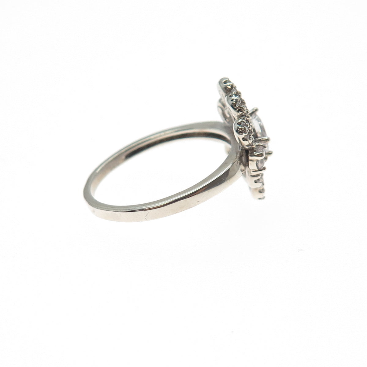 925 Sterling Silver Vintage Oval & Round-Cut C Z Butterfly Ring Size 9