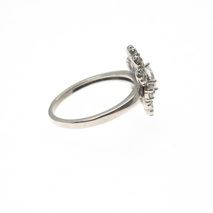 925 Sterling Silver Vintage Oval & Round-Cut C Z Butterfly Ring Size 9