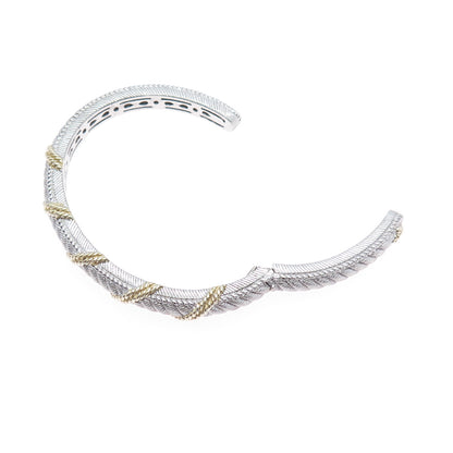JUDITH RIPKA 925 Sterling Silver 2-Tone Twisted Roped Cuff Bracelet 6"