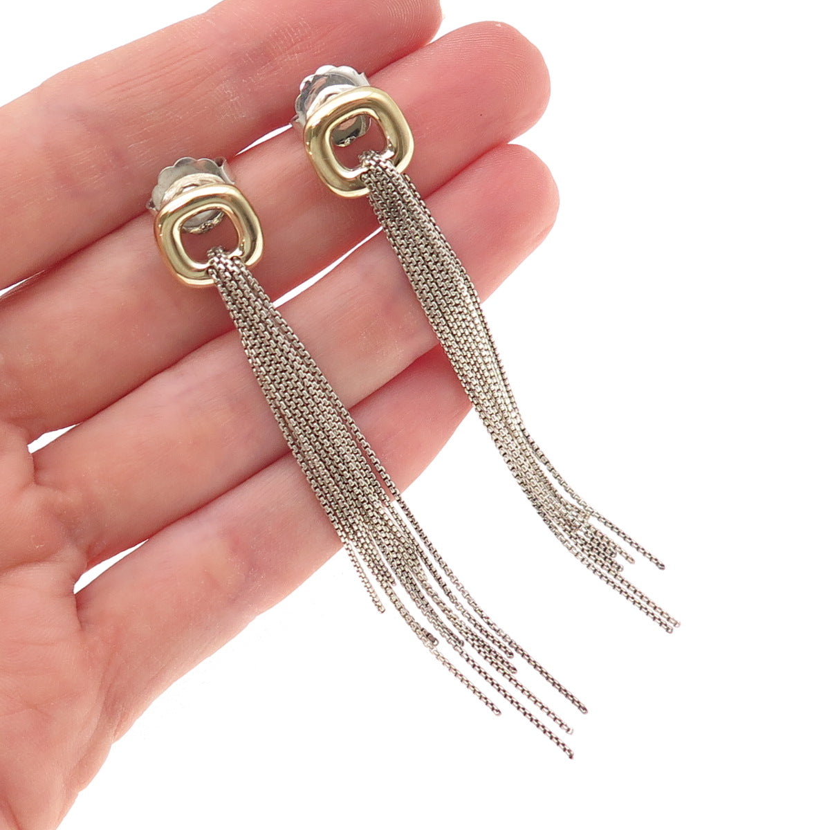 David Yurman 925 Sterling Silver 18K Gold Vintage Tassel Drop Dangle Earrings